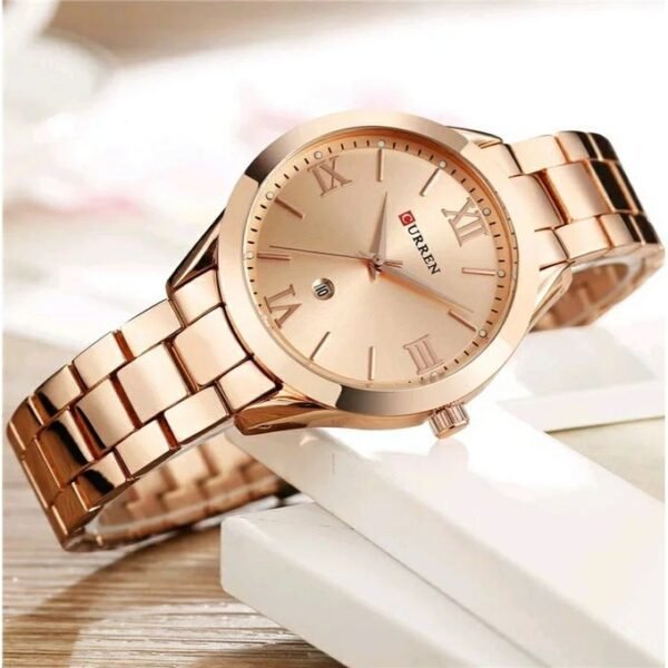 o3 Curren Montre Femme - 9007 - Acier Inoxydable - Bronze